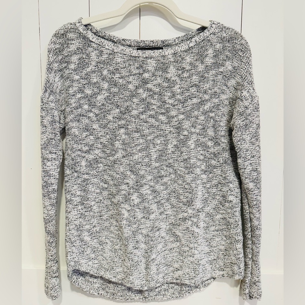 Banana Republic Italian Yarn Marled Knit Sweater XS Gray Black Soft Pullover